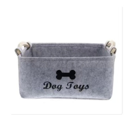 Felt Pet Toy Storage Basket with Wooden Handles — Stylish Home Organizer
