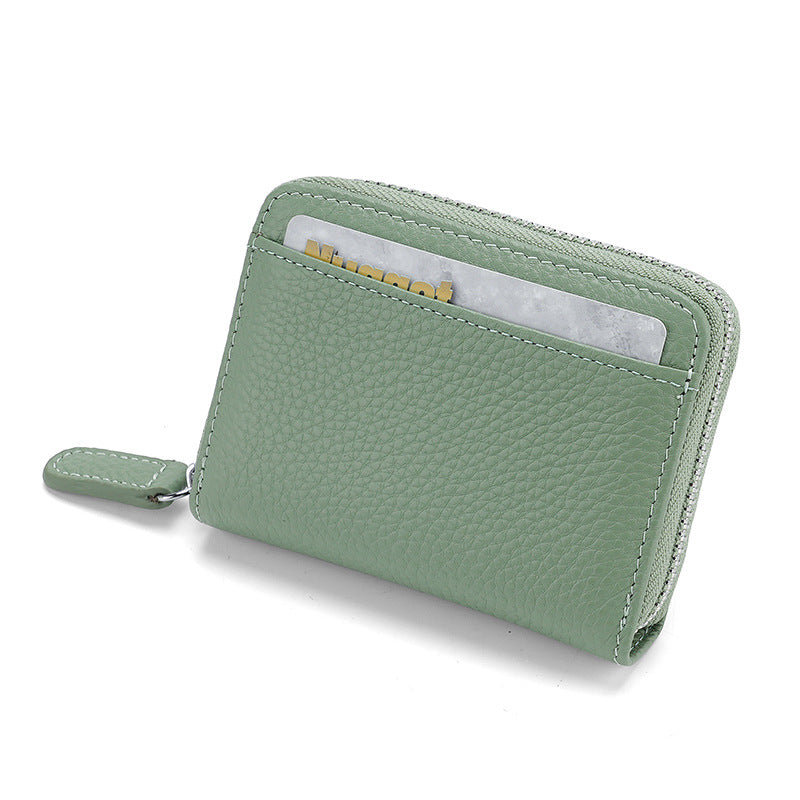 First layer cowhide rfid anti-theft card swipe bag bank card credit card holder business card bag accordion card holder wallet
