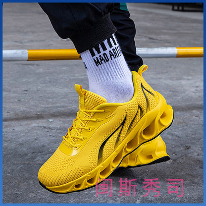 Men's Flame Print Flyknit Running Sneakers — Lightweight Fashion Shoes