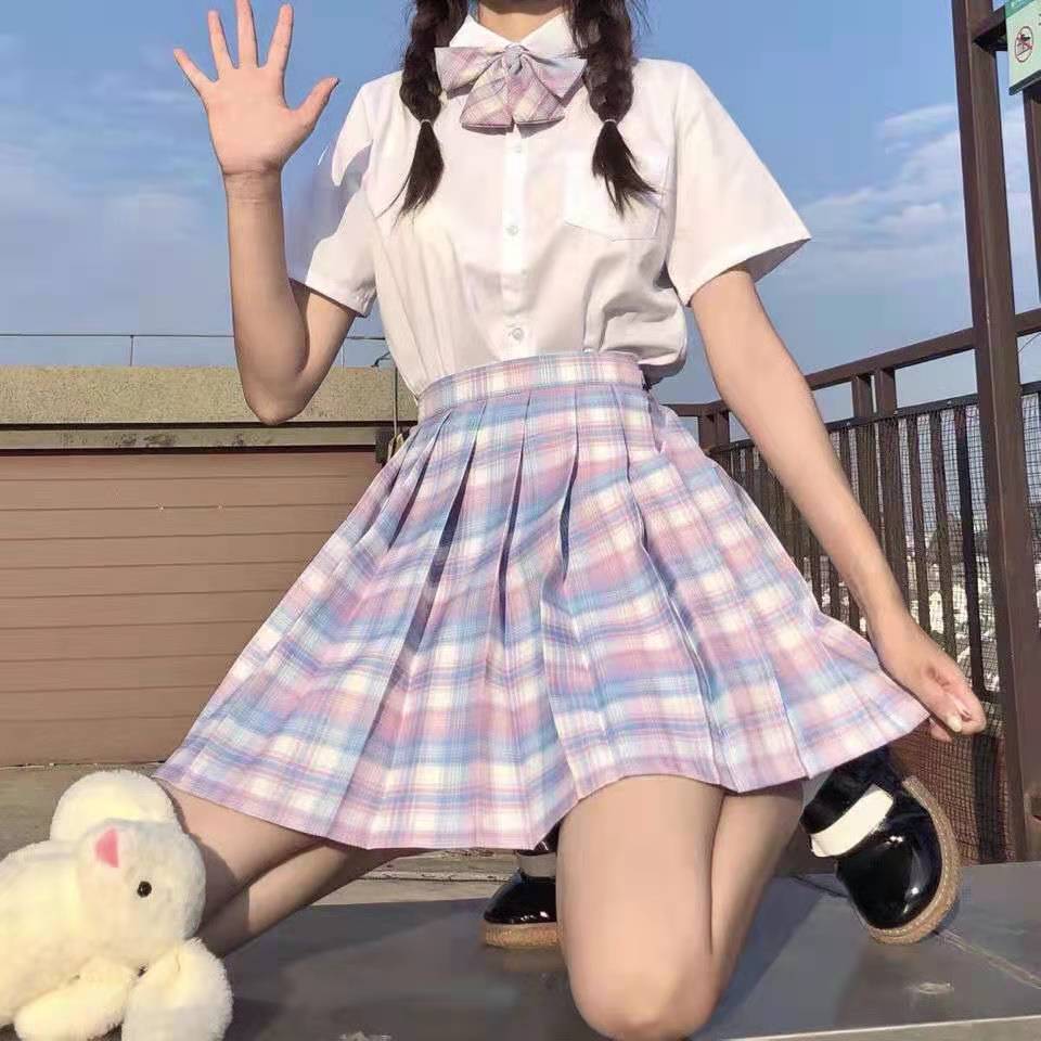 [Smoke ash] JK student suit jk genuine short skirt pleated skirt female college style sailor suit short sleeve basic version