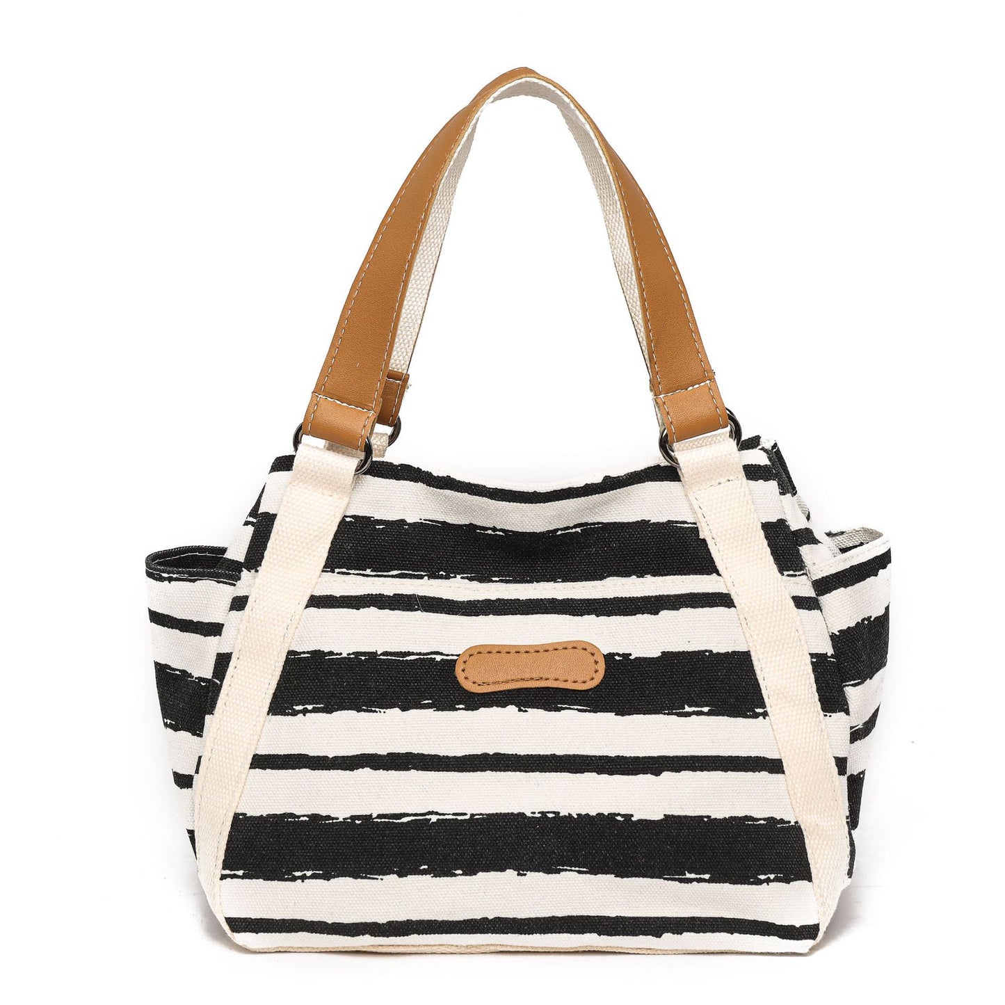 New high-value handbags for women, casual striped canvas bags, lunch bags, three-dimensional handbags, lightweight French women's bags