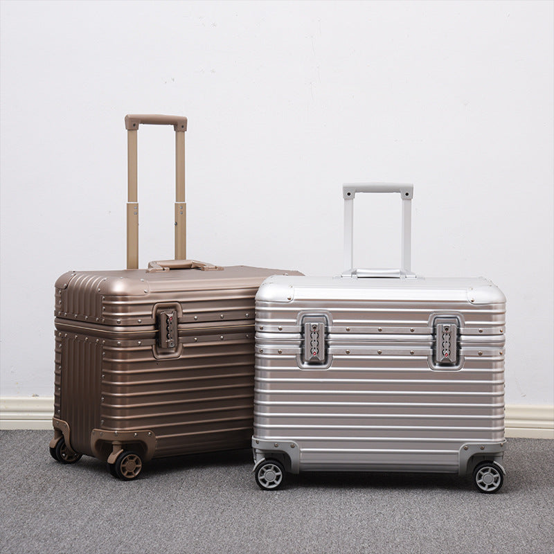 German all-aluminum magnesium alloy flip cover camera long suitcase 18 inch boarding small trolley case men's suitcase