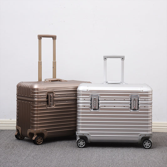 German all-aluminum magnesium alloy flip cover camera long suitcase 18 inch boarding small trolley case men's suitcase
