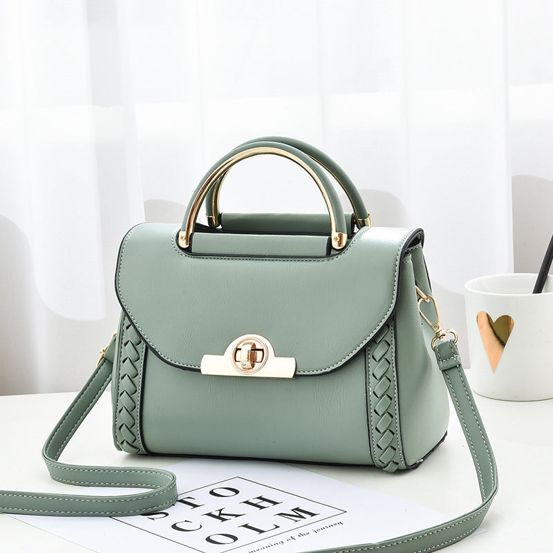 [Women's bags] Woven handbags 2025 new fashion lock small square bag shoulder messenger bag