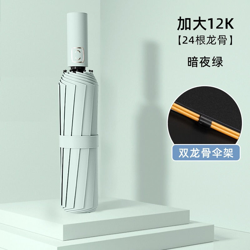 Sunny and rainy dual-purpose umbrella folding umbrella fully automatic buckle enlarged thickened multi-person outdoor anti-ultraviolet umbrella