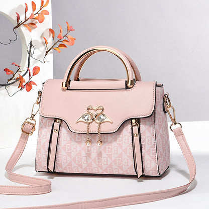 Embossed Solid Color Shoulder Bag — Casual Crossbody Women's Handbag