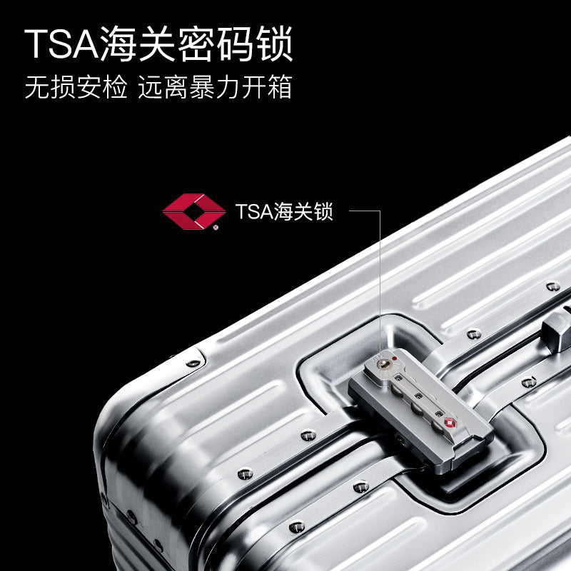 German all-aluminum magnesium alloy suitcase 20 inch boarding trolley case men and women metal travel case business suitcase gift