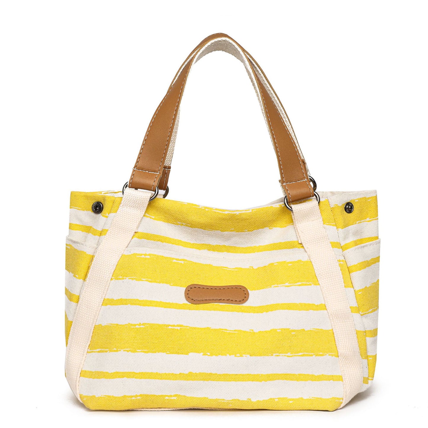 New high-value handbags for women, casual striped canvas bags, lunch bags, three-dimensional handbags, lightweight French women's bags