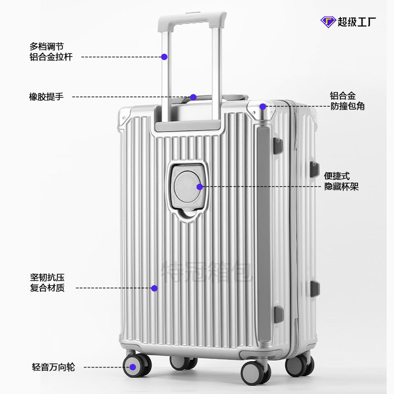 Cross-border luggage 20-inch cabin luggage three-piece suitcase trolley suitcase 24-inch anti-fall leather suitcase password bag