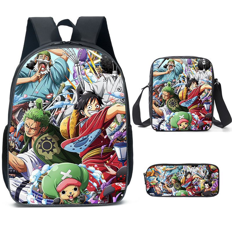 One Piece One Piece Backpack Primary and Secondary School Students Schoolbag One Piece Backpack Cartoon Schoolbag Three-piece Set